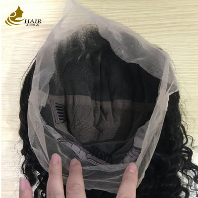 Factory Supplied 18inch Human Hair Lace Wig Natural Black Curl Full Lace Wig