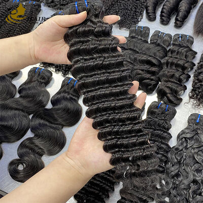 Atacado de Cabelo Humano Virgem Preto Natural Ondulado Profundo Vietnamita de Alta Qualidade